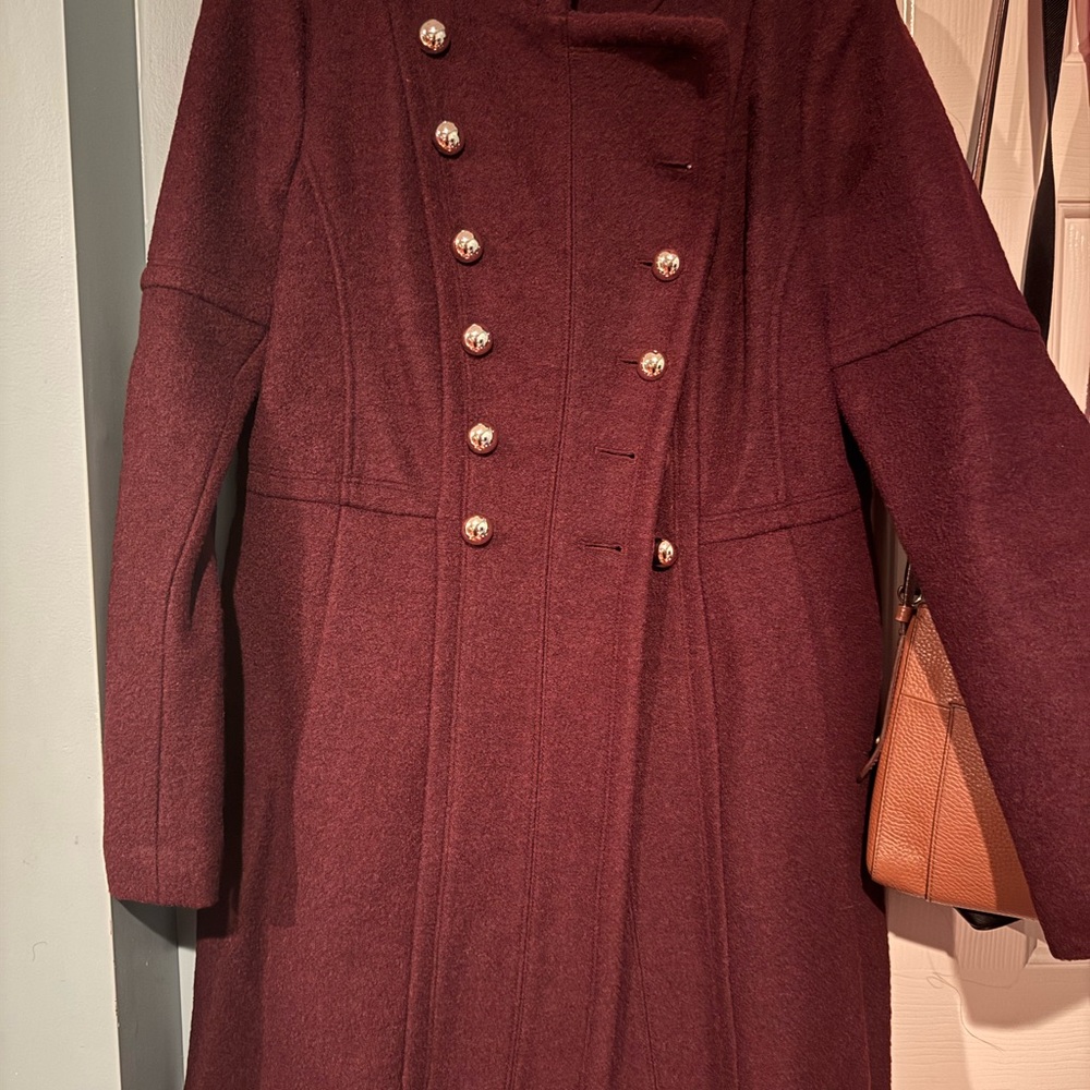 NWOT Guess Maroon Coat with Silver Buttons
